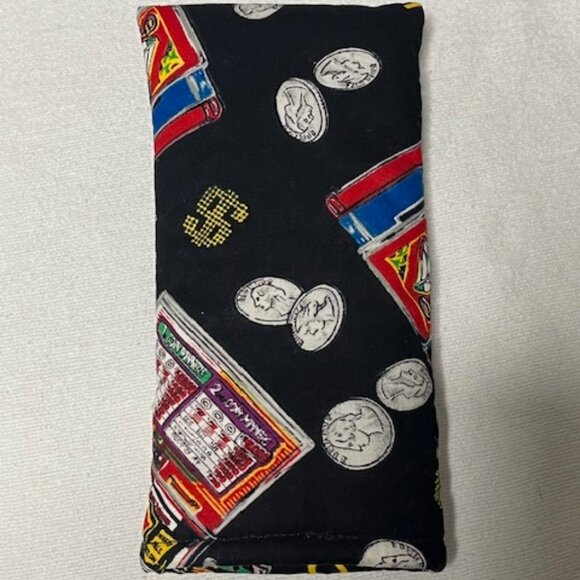 Handmade Money Pattern Padded Fabric Eyeglasses Soft Case Black 7"x3.5" - Picture 4 of 11